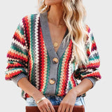 Kaisa | Retro kootud vest triibulise mustriga