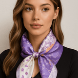 Violeta — tamborēta šalle (100% zīds — 68 cm)