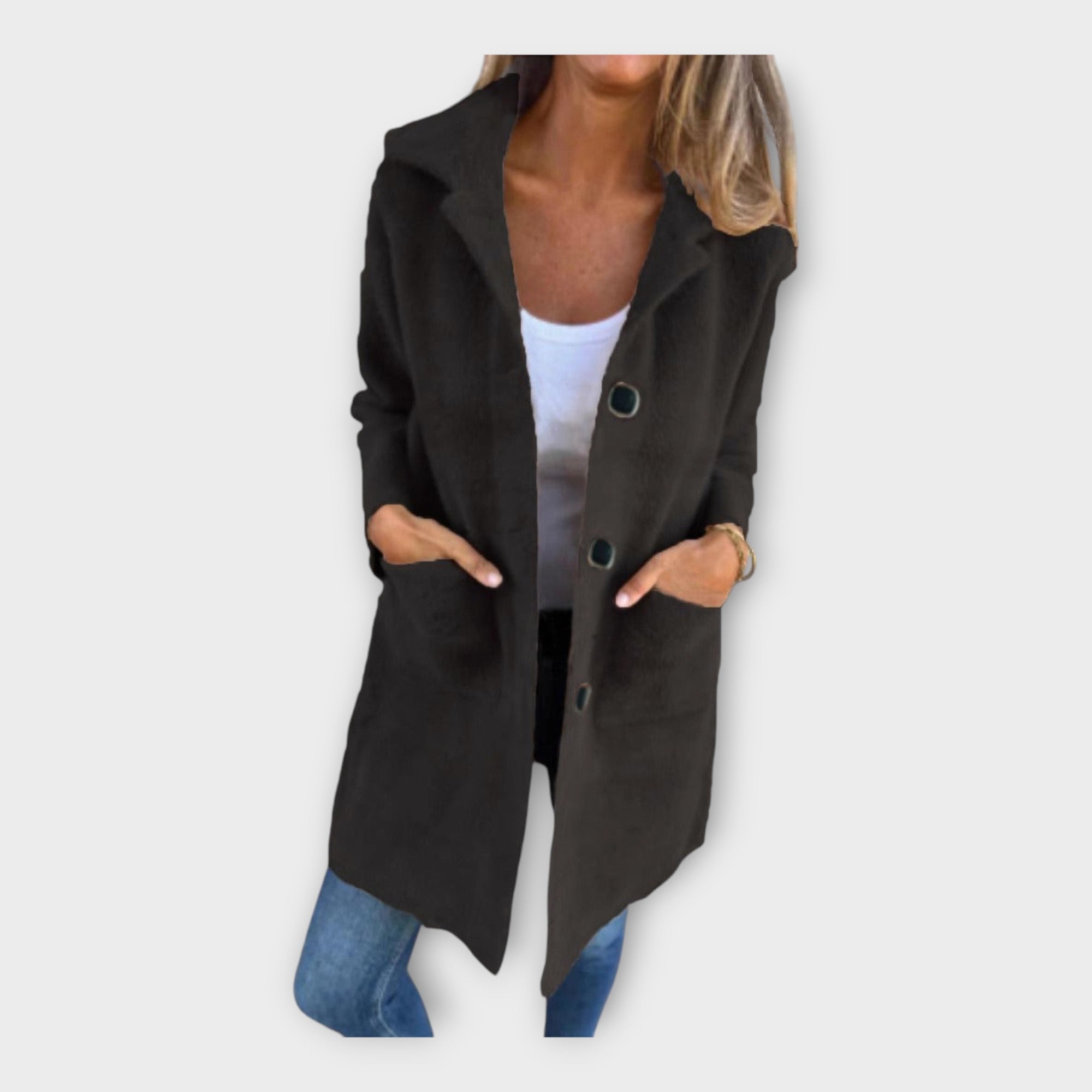 Kristiina | Elegantse sulgemisega villane mantel