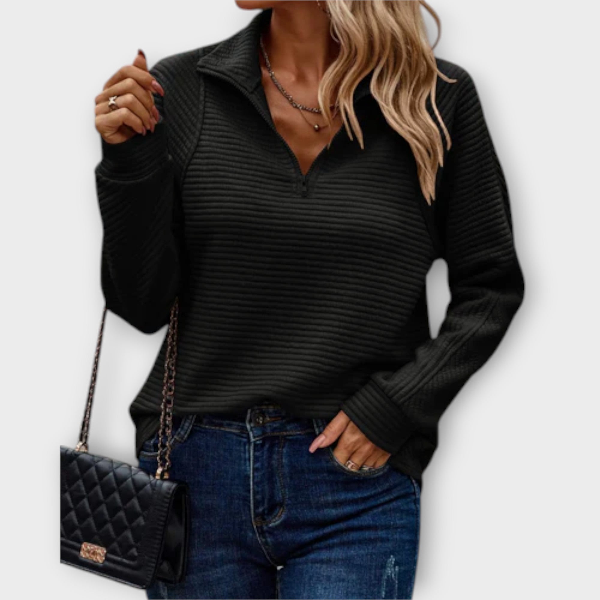 Lenka | Elegants polo džemperis ar rāvējslēdzēju